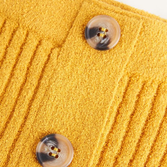 NWT Mango Mustard Elastic Cable Knit Skirt - Picture 4 of 9